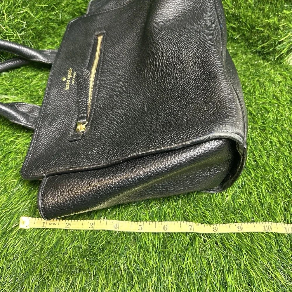 Kate Spade New York Black Pebbled‎ Leather Satchel Handbag Gold Hardware